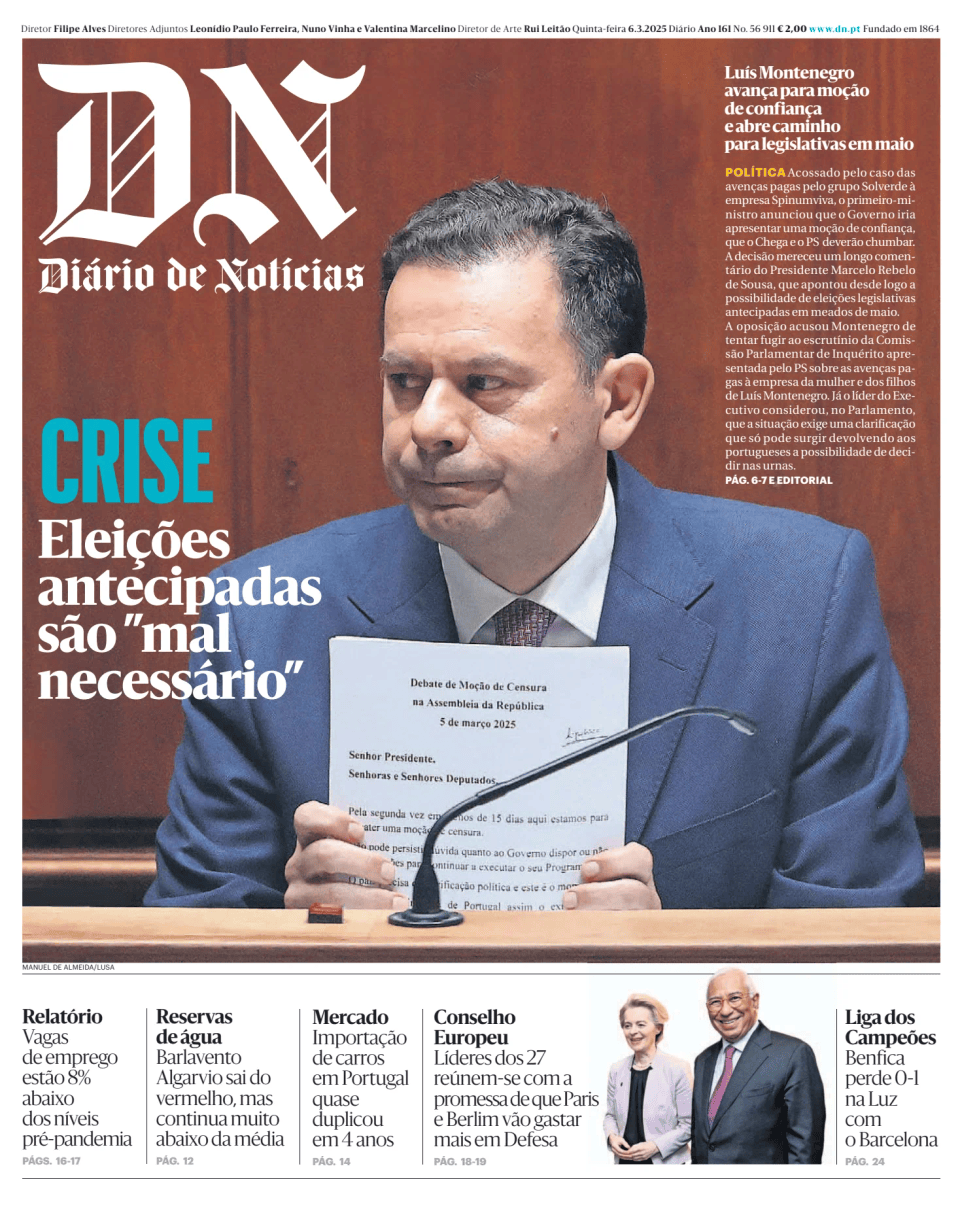Prima-pagina-Diario de Noticias-edizione-di-oggi-20250306